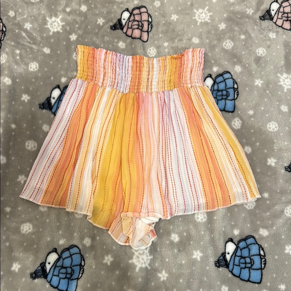 Z Supply High Waist Orange and Pink Shorts